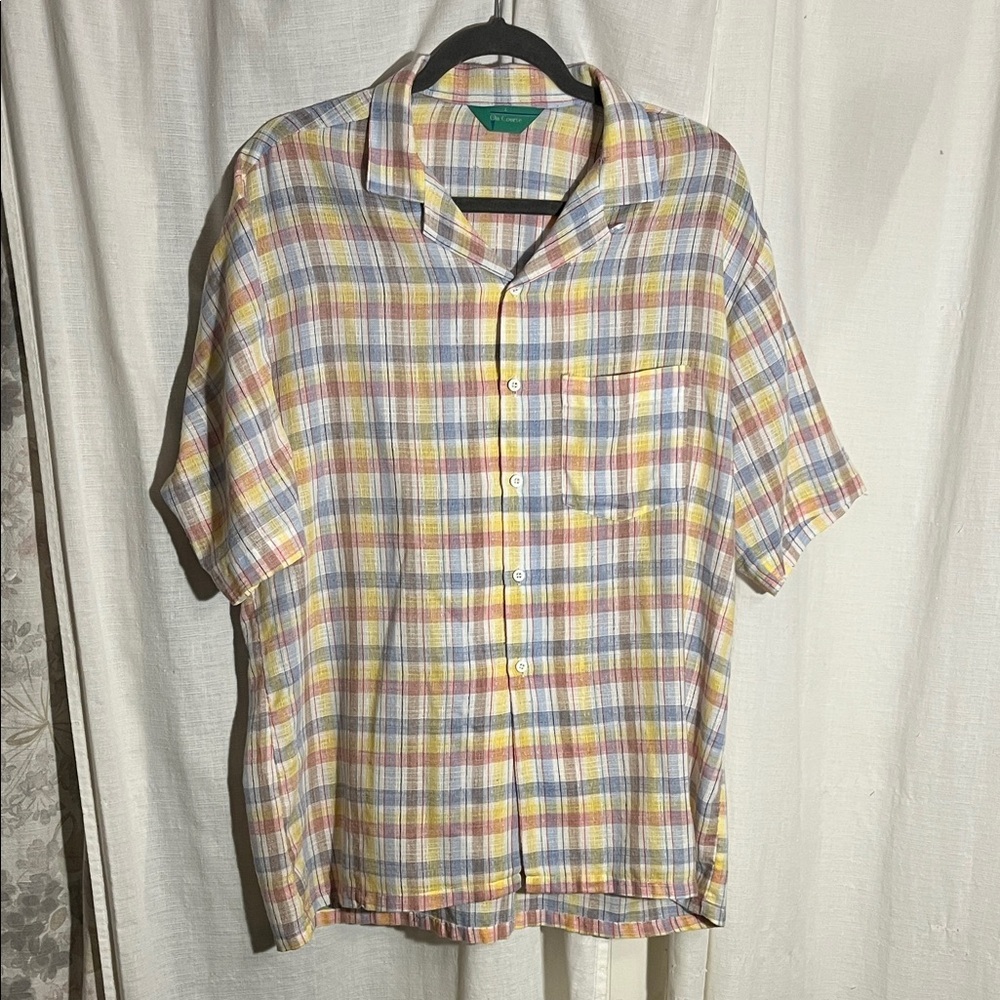 On Course Linen Blend Plaid Button Down Shirt